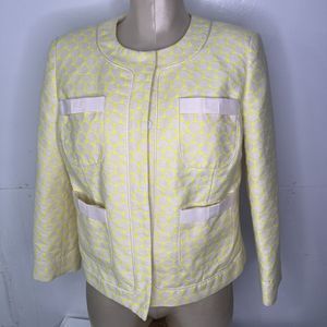 BODEN Smart Jacket UK Lined yellow Cream Office Work US 8 UK 12 Polka Dots